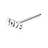 Love Shaped Silver Straight Nose Stud NSKA-325